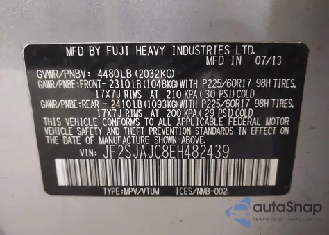 2014 Subaru Forester 2.5I Limited from USA, damaged, VIN JF2SJAJC8EH482439